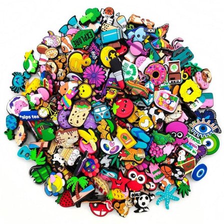 100 Styks Tegnefilm Sko Charms til Crocs Jibits Bubble Slides Sandaler PVC Sko Dekorationer