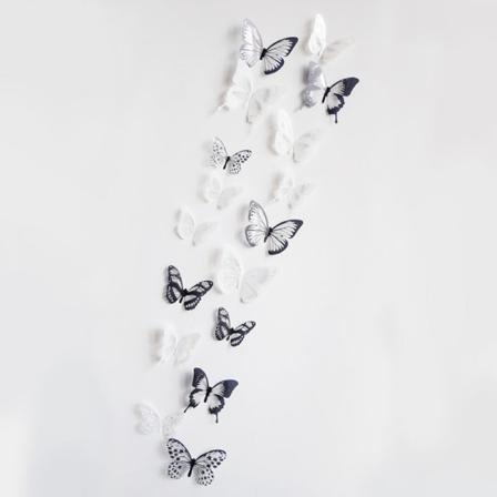 (Butterfly HZ-101) 18 sarjaa 3D kolmiulotteisia perhosseinätarroja seinäkoristeita