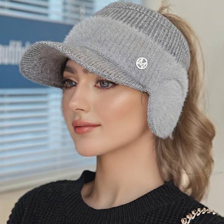 [Lämmin korvia suojaava hattu] Tämä naisten avoin ulkoilumyssy syksyyn ja talveen on lämmin ja paksu. Se on korvia suojaava hattu. Käytettäessä (FMY)