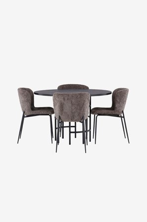 Venture Home - Spisegruppe Copenhagen med 4 stk spisestoler Modesto - Svart - Spisegruppe 4 personer - Fra Homeroom