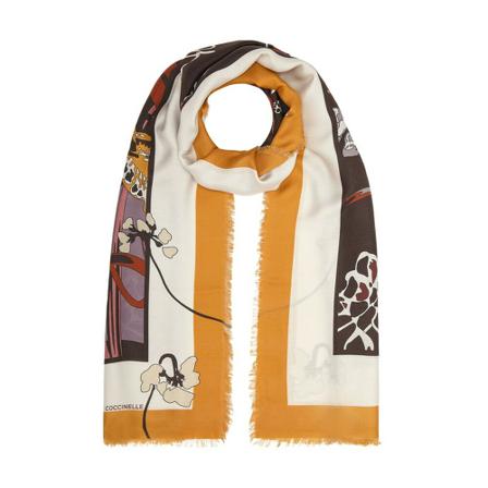 Coccinelle, Liberty Flower Scarf Brązowy, Kobieta, Rozmiar: ONE Size