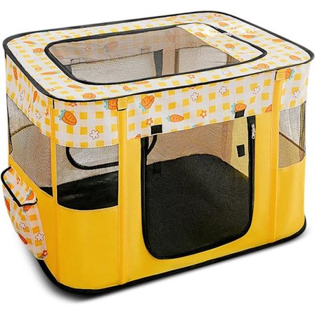 Kattehus Sammenleggbart Gjerde Hund Katte Rede Telt Fødestue 70*55*45cm Gul