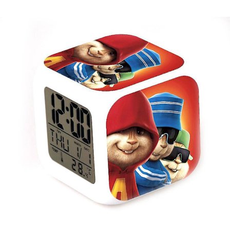 Hmwy-alvin Og The Chipmunks Termometer Glødende Terning Vekkerklokke Led Fargerik