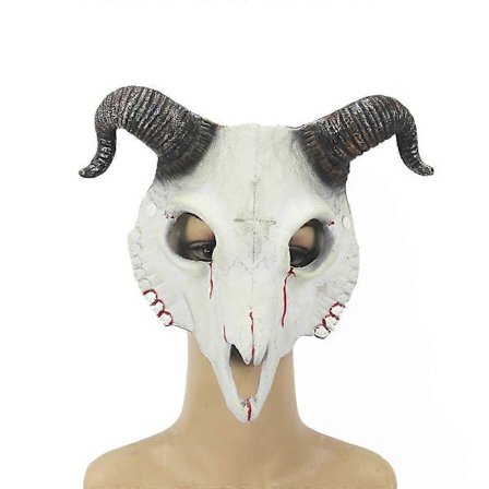 Gede Maske Halloween Kostume Fest Dyrehoved Maske Vædderhorn Hoved Maske Horn Dæmon Ansigtsdækning Cosplay Kostume (FMY)