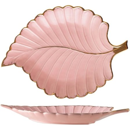 Dekorativ Bricka, Blad Nyckelbricka, Smyckesbricka, Dekorativ Keramisk Skål, Porslins Dekorativ Bricka, Presenttallrik, 32x24x3.2cm