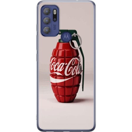 Kompatibel Mobilcover til Motorola Motorola Moto G60S Kunstnerisk illustration af Coca Cola granatæble i rødt og grønt, pop art inspireret motiv me