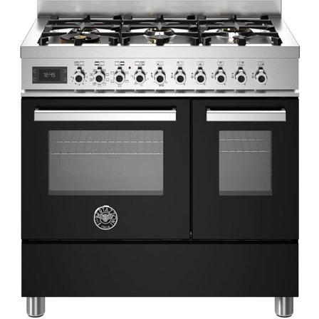 Bertazzoni PRO96L2ENET Professional gaskomfur med dobbeltovn, 90 cm, sort - Sort, ral 9005, pantone black c, blank | KitchenOne