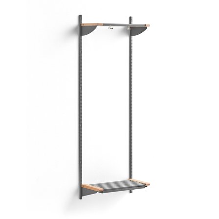 Wandgarderobenschrank JEPPE mit Hutablage, Grundelement, 1790x600x310 mm, Alu/Birke