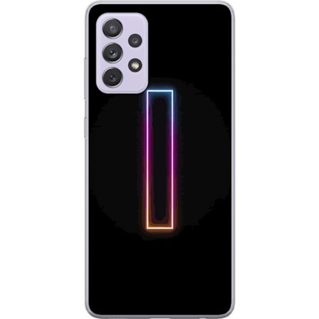 Kompatibelt Mobilskal till Samsung Samsung Galaxy A52s 5G Minimalistisk neonbokstav I i regnbågsfärger mot mörk bakgrund