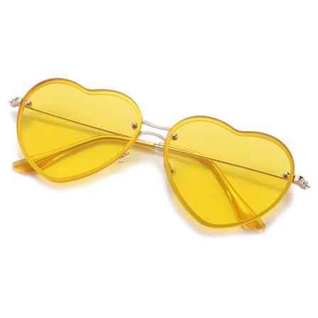 Mordely Hjärtformade Solglasögon Rosa Hippie Solglasögon GUL