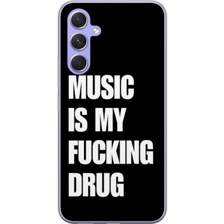 Kompatibelt Genomskinligt Skal till Samsung Galaxy A54 Tydlig svart bakgrund med starkt vit text som uttrycker passion för musik i ett kraftfullt och
