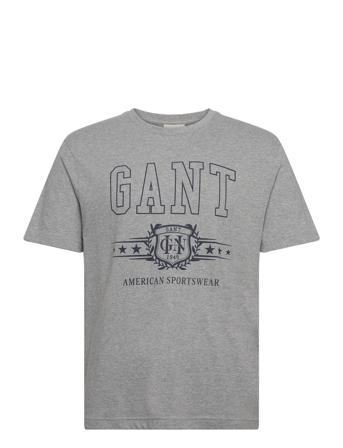 Gant Crest Graphic T-Shirt T-shirts Short-sleeved Grå GANT*Betinget Tilbud