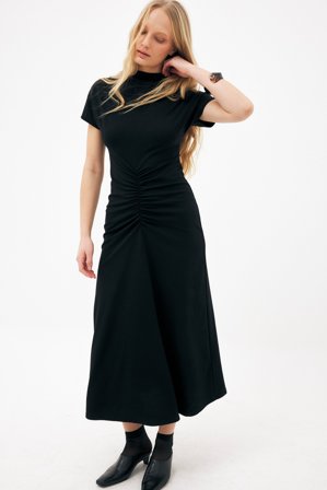 NA-KD Robe t-shirt avec effet froissé - Robe jersey - Noir - XS