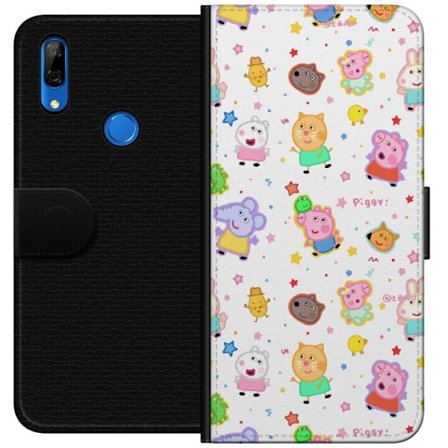 Kompatibelt Lommeboketui til Huawei P Smart Z Fargerike tegneserie dyrekarakterer i en leken stil med stjerner og prikker på en lys bakgrunn