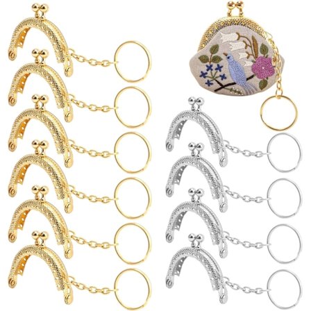 12 stk. myntknappelås, pengeknappelås med nøkkelring, ramme-knappelås veske ramme-knappelås for veske for DIY lommebok