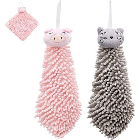 Barnens handduk, absorberande mikrofiberhanddukar med hängande ögla för kök i badrum