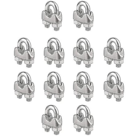 12 st M8 rostfria vajerlås, vajerklämma kabel / U