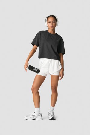 ICANIWILL - Everyday Cotton Cropped T-shirt Grey Melange - Dame - ICIW