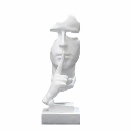 Tystnad är gyllene staty, abstrakt skulptur i harts, modern konst, tysta män statyer för vardagsrum, studier, entré, hemmakontor