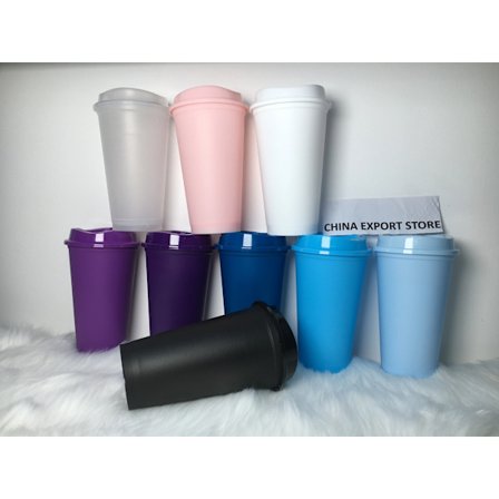 BPA free 473ml 480ml 500ml 16oz blank plain reusable plastic coffee cup travel coffee mug hot cup hot drink cup to go