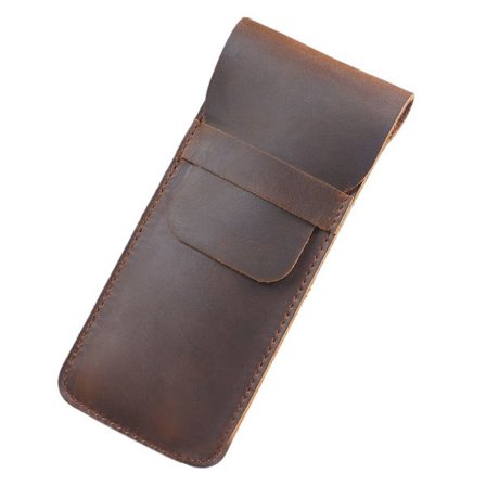 Retro Läder Pennhållare Brun Reservoarpenna Påse BRUNT BIG BIG