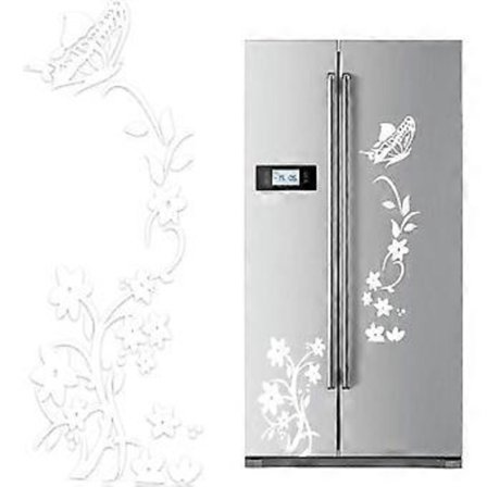 2 kpl Musta Kukka Köynnös Seinätarrat PVC Jääkaappi Perhonen Irrotettavat Seinämaalaukset Taide Sisustus Kotiin Keittiöön Kaappiin valkoinen