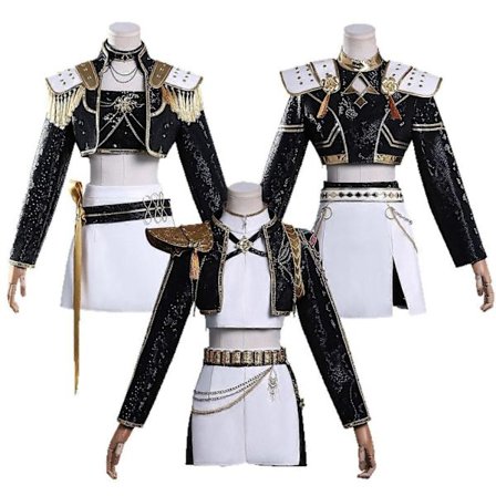 Nyt KPop Demon Hunters Cosplay Kostumesæt Rumi Mira Zoey Halloween Fest Fancy Kjole til Kvinder Sort-Perfet