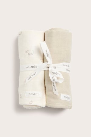 Newbie | Muslinfiltar med lamm 2-pack | Offwhite