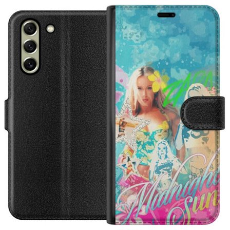 Yhteensopiva Lompakkokotelo Samsung Galaxy S21 FE 5G Seikkailumaailma Steve, Creeper ja eläimillä värikkäässä palikkagrafiikassa