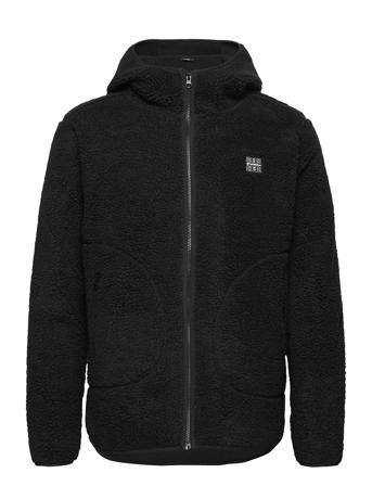 Langli Hooded Pile Jacket Sweatshirts & Hoodies Fleeces & Midlayers Sort H2O