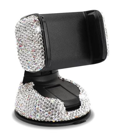 Crystal Phone Universal Rhinestone Bilställ Telefonhållare White