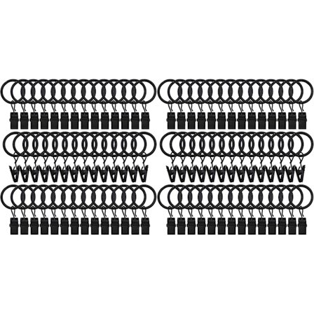 84 Pakker Gardinringer Med Klips, Dekorative Gardiner, Rustfri, Retro, 1 Tomme Indre Diameter, Svart