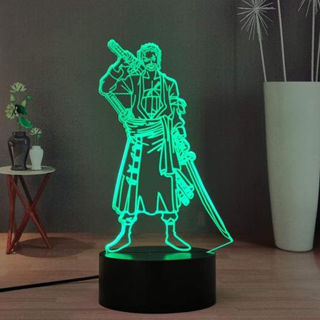Roronoa Zoro 3D Nattlampa för Barn, Japansk Anime USB Touch Fjärrkontroll LED Nattlampa, 7 Färger Skrivbordslampa, Monkey·D·Luffy Födelsedag C