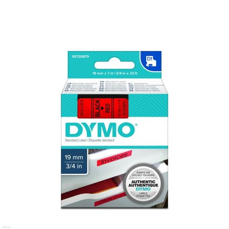 DYMO D1 19mm 1pk, Sort/Rod