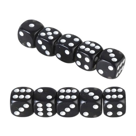 10 st 16 mm Akryl Tärningar Svart Transparent 6-sidiga Tärningar Casino Poker Spel Bar Party Tärningar Barn Brädspel Leksak[HK]