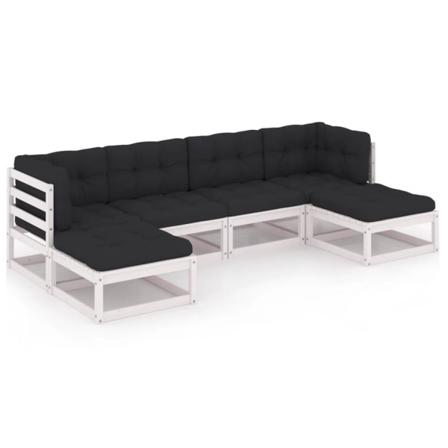 Vidaxl Loungegrupp Med Dynor 6 Delar Vit Massiv Furu Vit