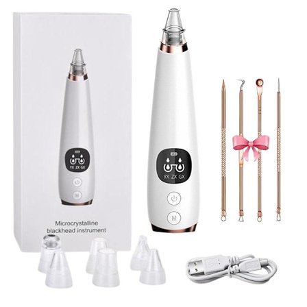 Blackhead remover pore vacuum, ansigts pore renser med 3 justerbare suge niveauer, 6 prober, USB genopladelig blackhead remover til kvinder og mænd