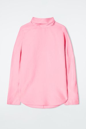 COS Women's Neck Tie Circle Cut Blouse in Pink