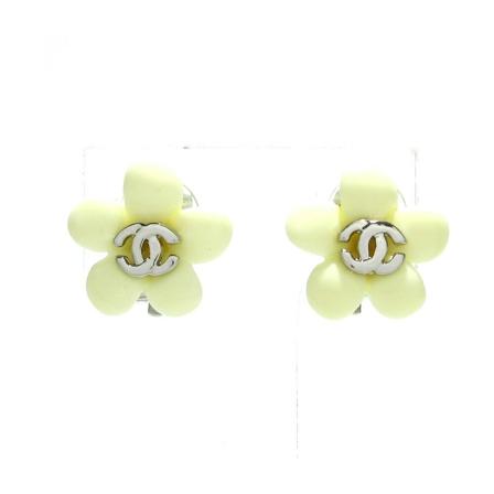 Chanel Vintage Earrings Hvid, Dame Vintage Smykker, Størrelse: ONE Size