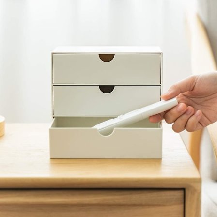 Kompakti 3-laatikon meikkipöydän järjestäjä - Säilytyslaatikosto kosmetiikalle, hammashoitotuotteille, kylpyhuoneeseen, asuntolaan, työpöydälle