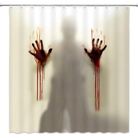Halloween dusjforheng dekorasjon skrekk spøkelse bad gardin maskinvaskbar vanntett stoff bad dekorasjon sett med krok 70,87x70,87 tommer
