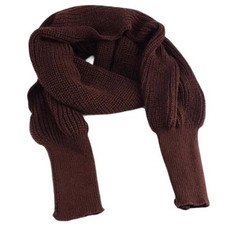 Strikket sjal med ermer, genser, halstørkle, varmt strikket skjerf for vintervarme, marineblå