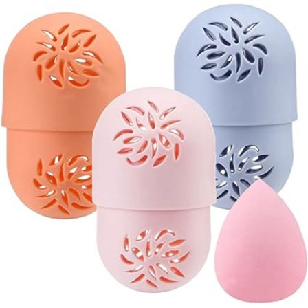 3-pack Silikon Makeup Svamp Hållare 3 Stycken Makeup Svamp Bärväska Resa Blender Hållare Makeup Svamp Hållare Skydd