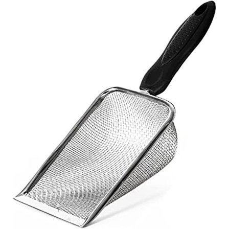 Slitesterk metall kattesandspade med små hull for kattunge, sil med dyp spade for katt, hund og kanin