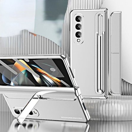 Z Fold 5 Skal med Skärmskydd, Skal Kompatibelt Samsung Galaxy Z Fold 5 med Pennhållare & Ställ & Kapacitiv Penna