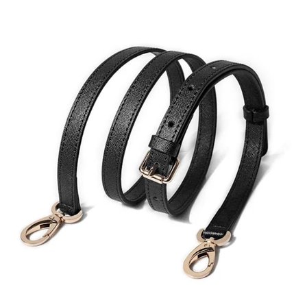 Håndveske med reim i ekte lær SVART&GULD svart&guld