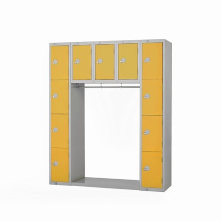 Archway locker, 11 doors, 1800x1500x450 mm, yellow