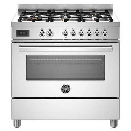 Bertazzoni PRO96L1EXT Professional Gasskomfyr med ovn 90 cm, Rustfritt Stål