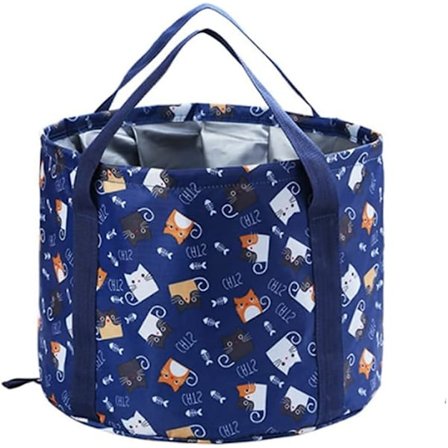 Stor 26L Bärbar Camping Hink Fällbar Tvättfat Hink Hopvikbar Vattenhink SPA Fotbad Skål Resa Bärväska med handtag, Blå