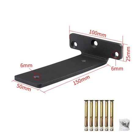 Vinkelbrakett Skrivebordshylle SVART 6 TOMMER